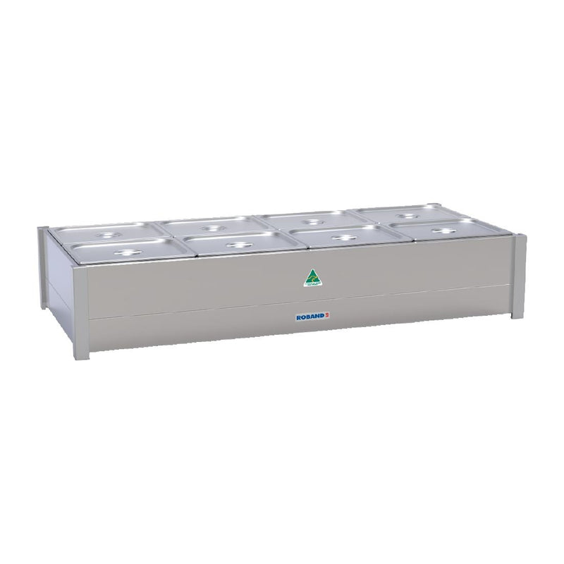 Roband Hot Bain-Marie BM24A fits 2 row x 4 1/2 size pans 8x 1/2 size 100mm pans & lids included HJ523