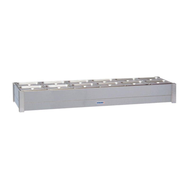Roband Hot Bain-Marie BM26A fits 2 row x 6 1/2 size pans 12x 1/2 size 100mm pans & lids included HJ525