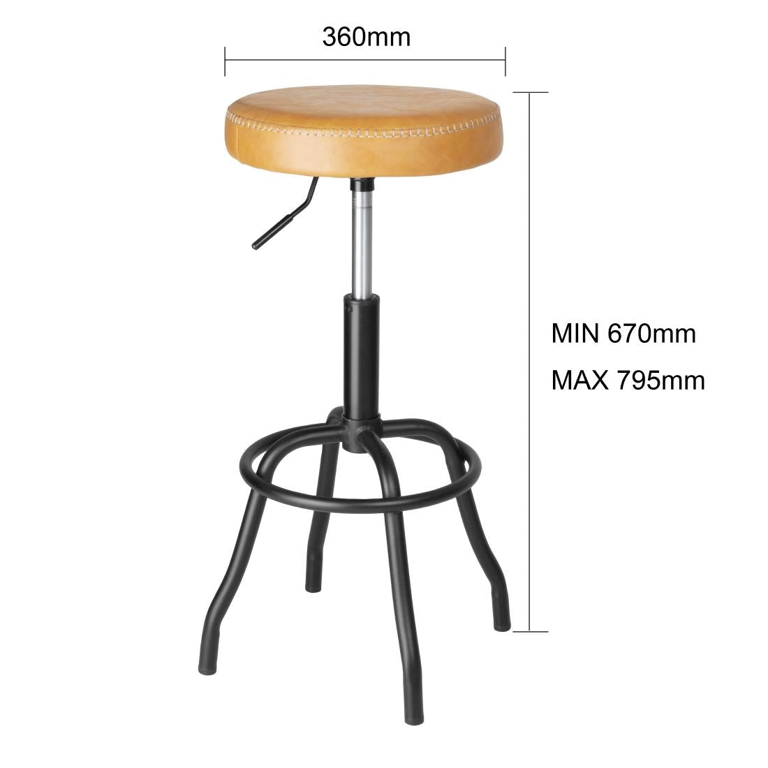 Bolero Brooklyn PU High Bar Stool - Caramel HW290