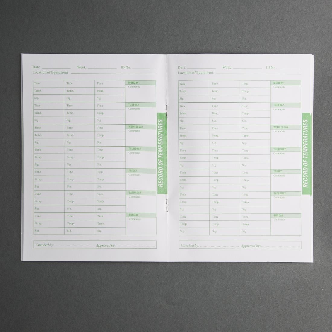 Hygiplas Temperature Log Book J201