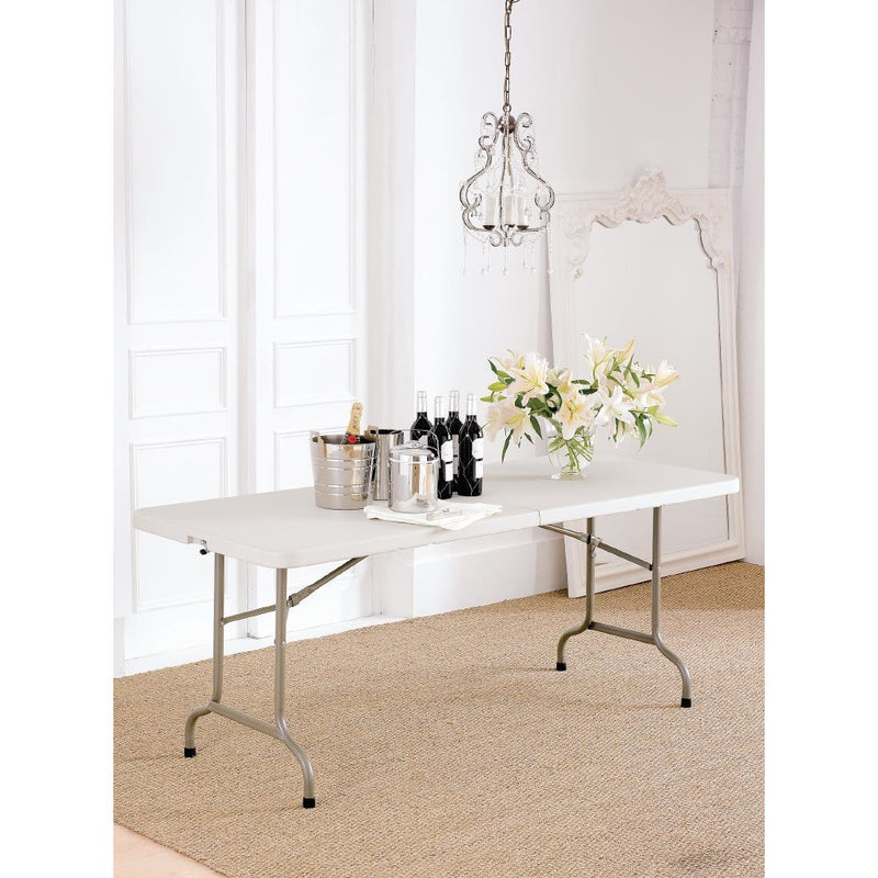 Bolero Centre Folding Utility Table 6ft White L001