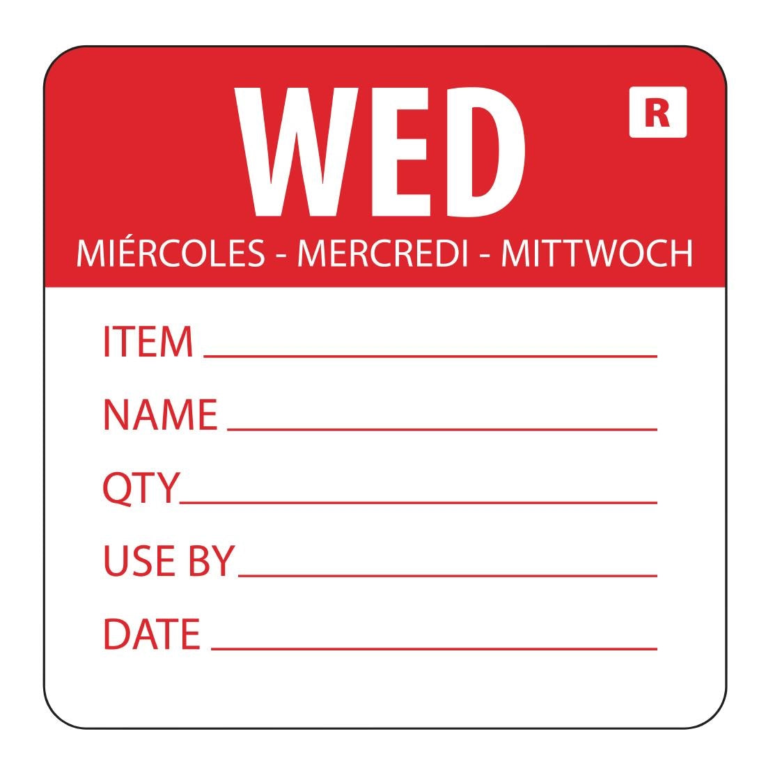 Vogue Removable Day of the Week Label Wednesday L068