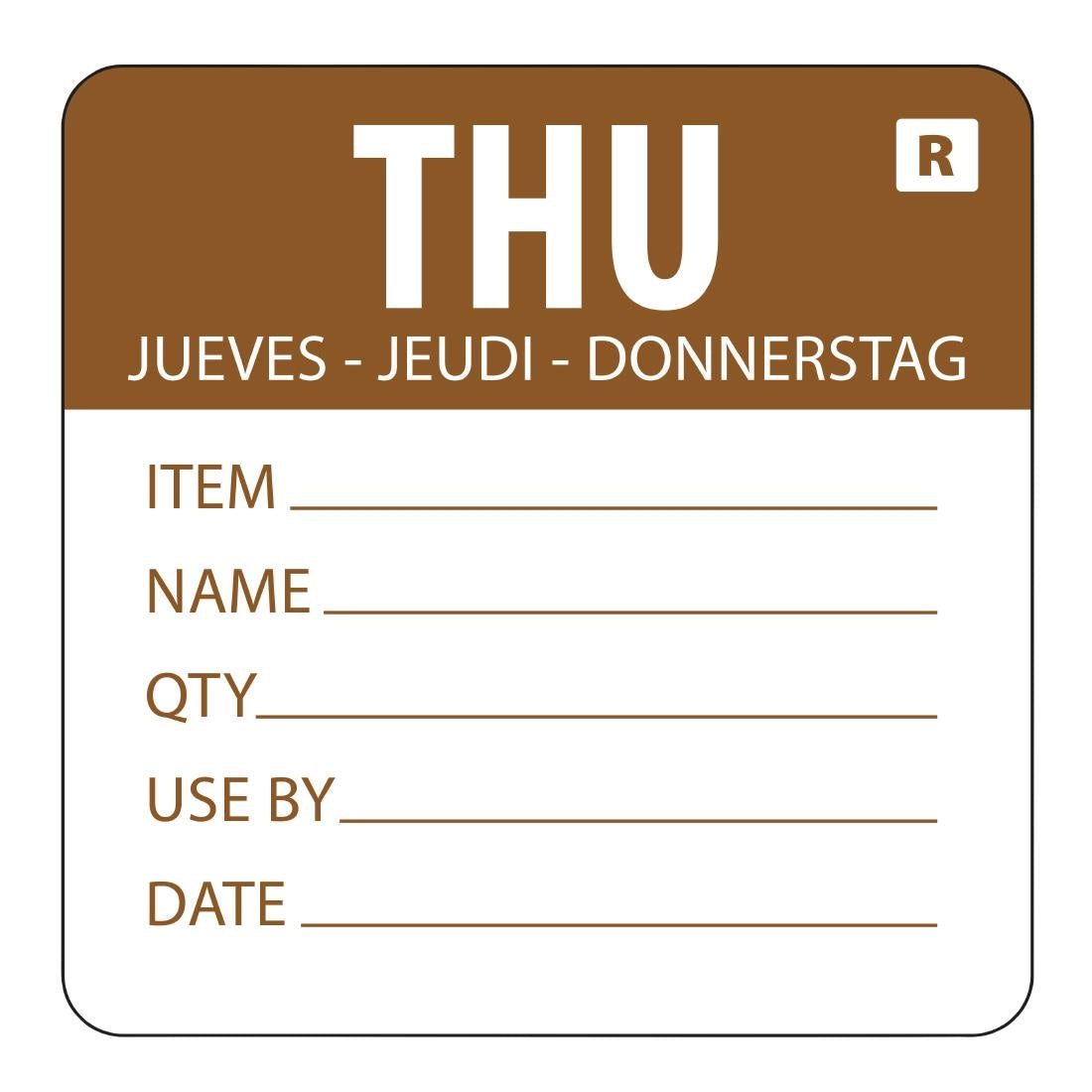 Vogue Removable Day of the Week Label Thursday L069
