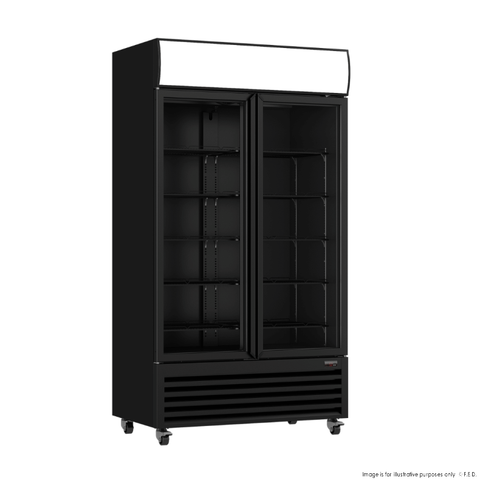Thermaster 1000L Colourbond Upright Beverage Fridge 2 Doors Black LG-1000BP