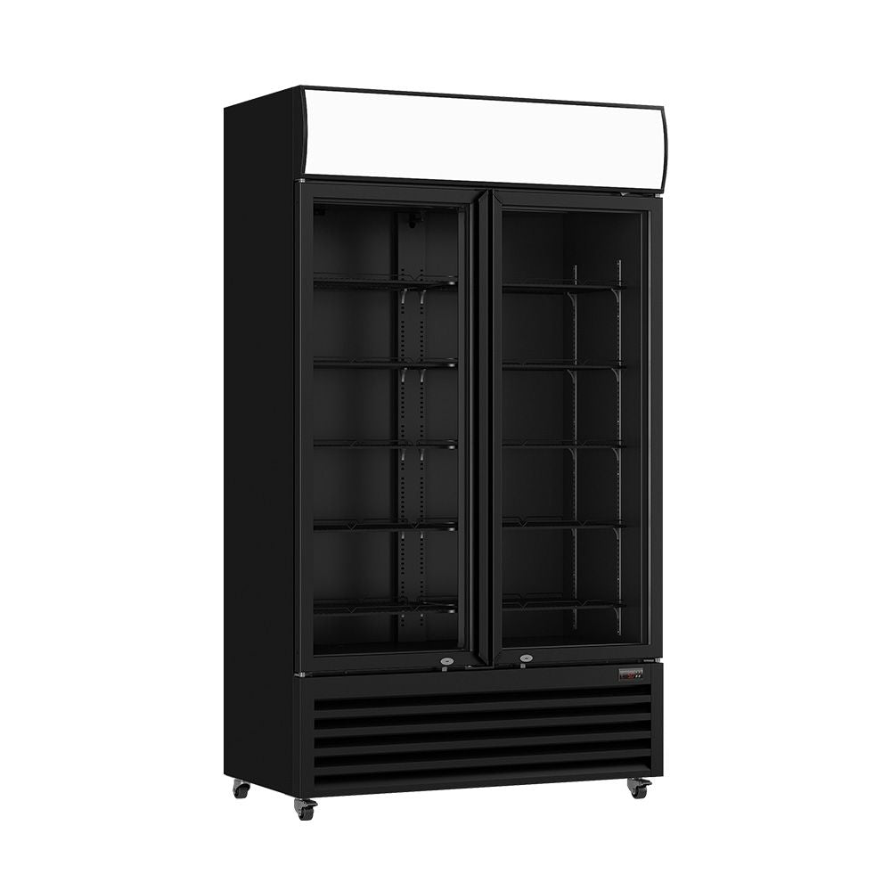 Thermaster Large Two Glass Door Colourbond Upright Drink Fridge - LG-1200BP