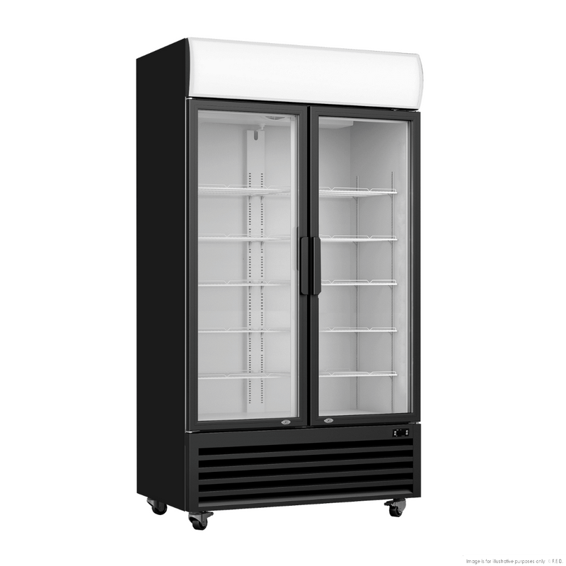 Thermaster Large Two Glass Door Colourbond Upright Drink Fridge - LG-1200BP
