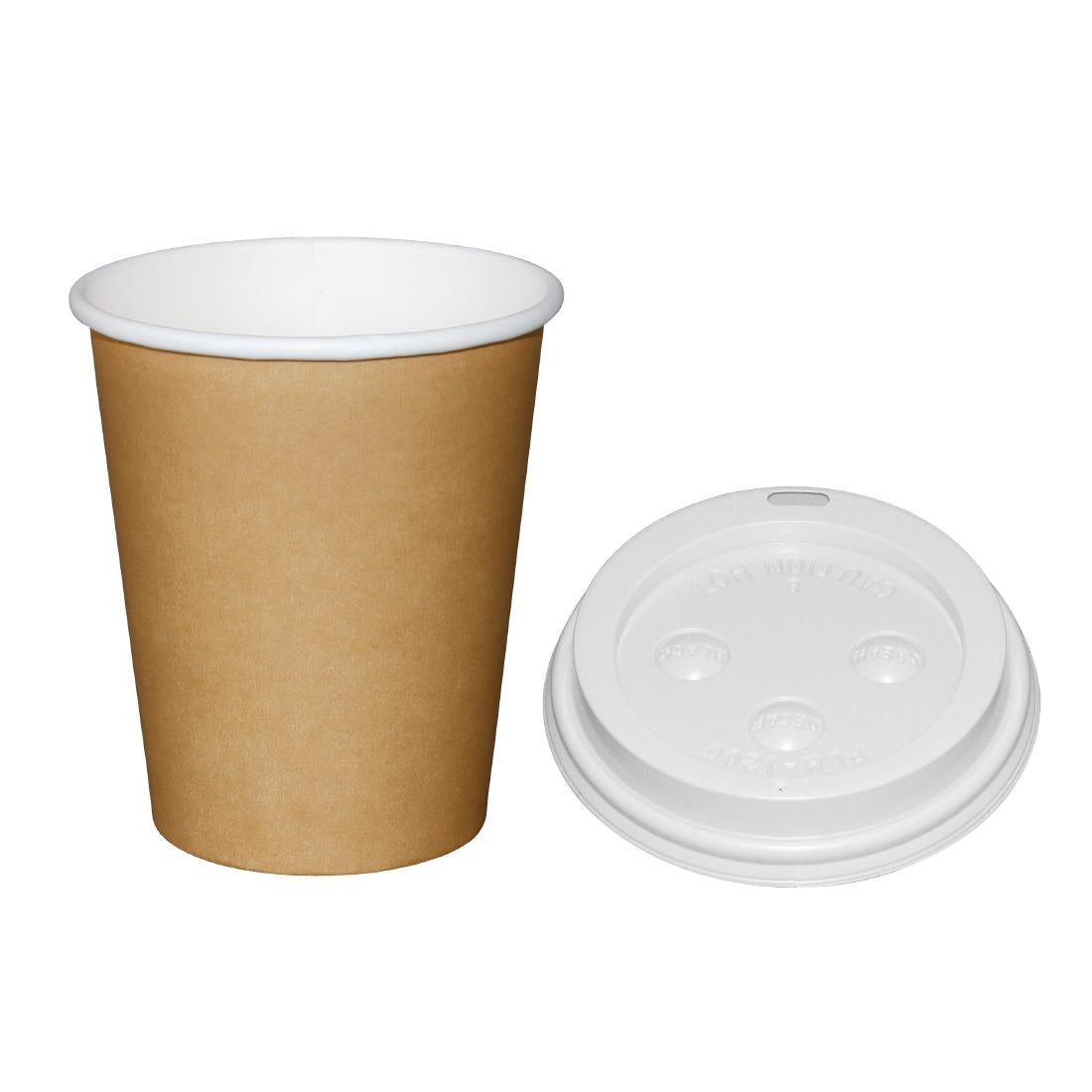 Special Offer Fiesta Recyclable Brown 225ml Hot Cups and White Lids (Pack of 1000) SA434