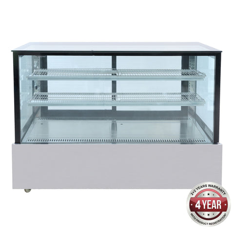 SSU150-2XB SSU150-2XB Black Trim Square Glass Cake Display 2 Shelves 1500x700x1100