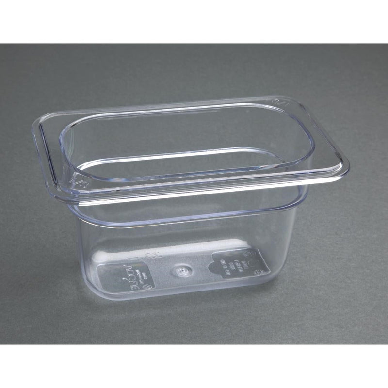 Vogue Clear Polycarbonate 1/9 Gastronorm Tray 100mm U243