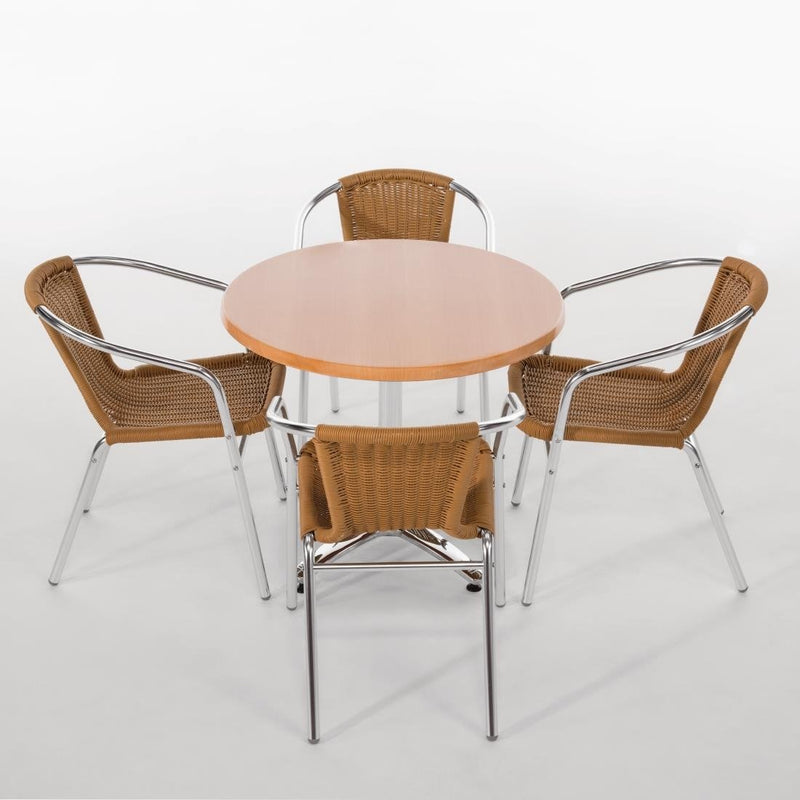 Bolero Natural Wicker Chair with Aluminium Frame (Pack 4) U422