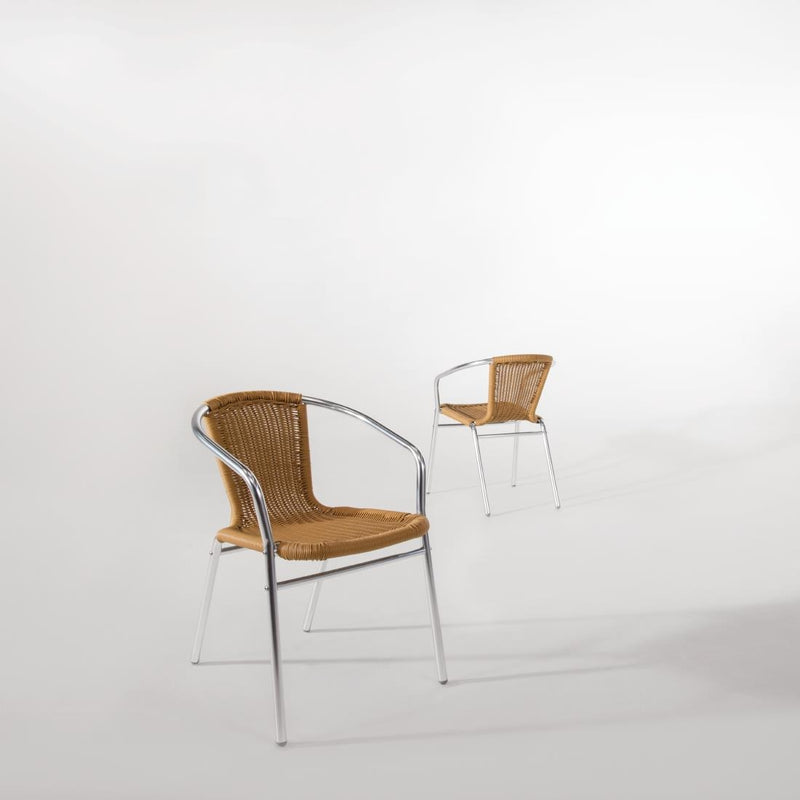 Bolero Natural Wicker Chair with Aluminium Frame (Pack 4) U422