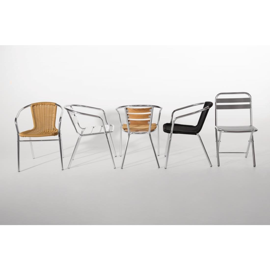 Bolero Black Wicker Chair with Aluminium Frame (Pack 4) U507