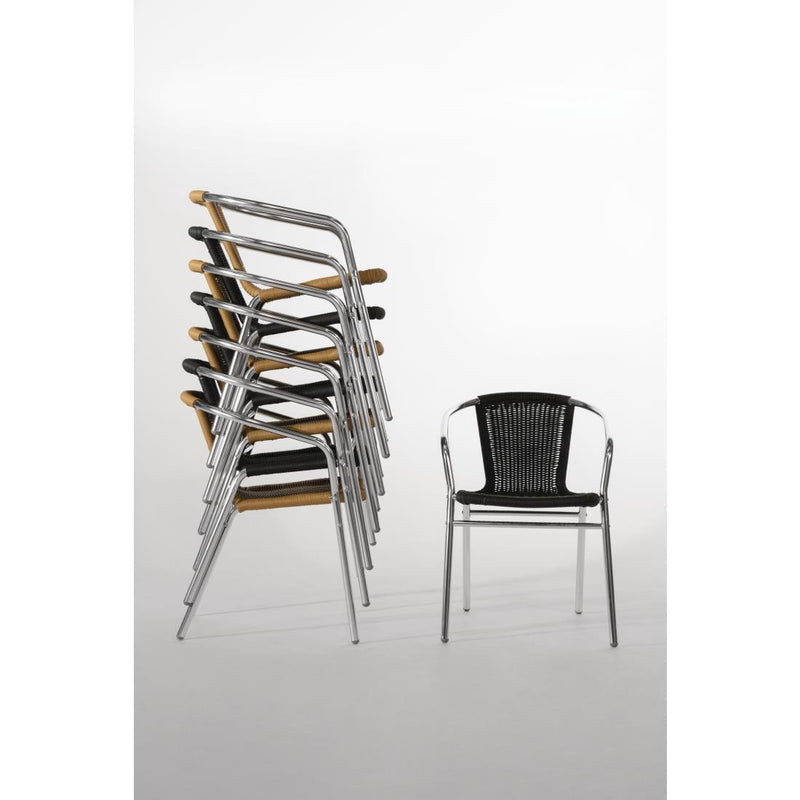 Bolero Natural Wicker Chair with Aluminium Frame (Pack 4) U422