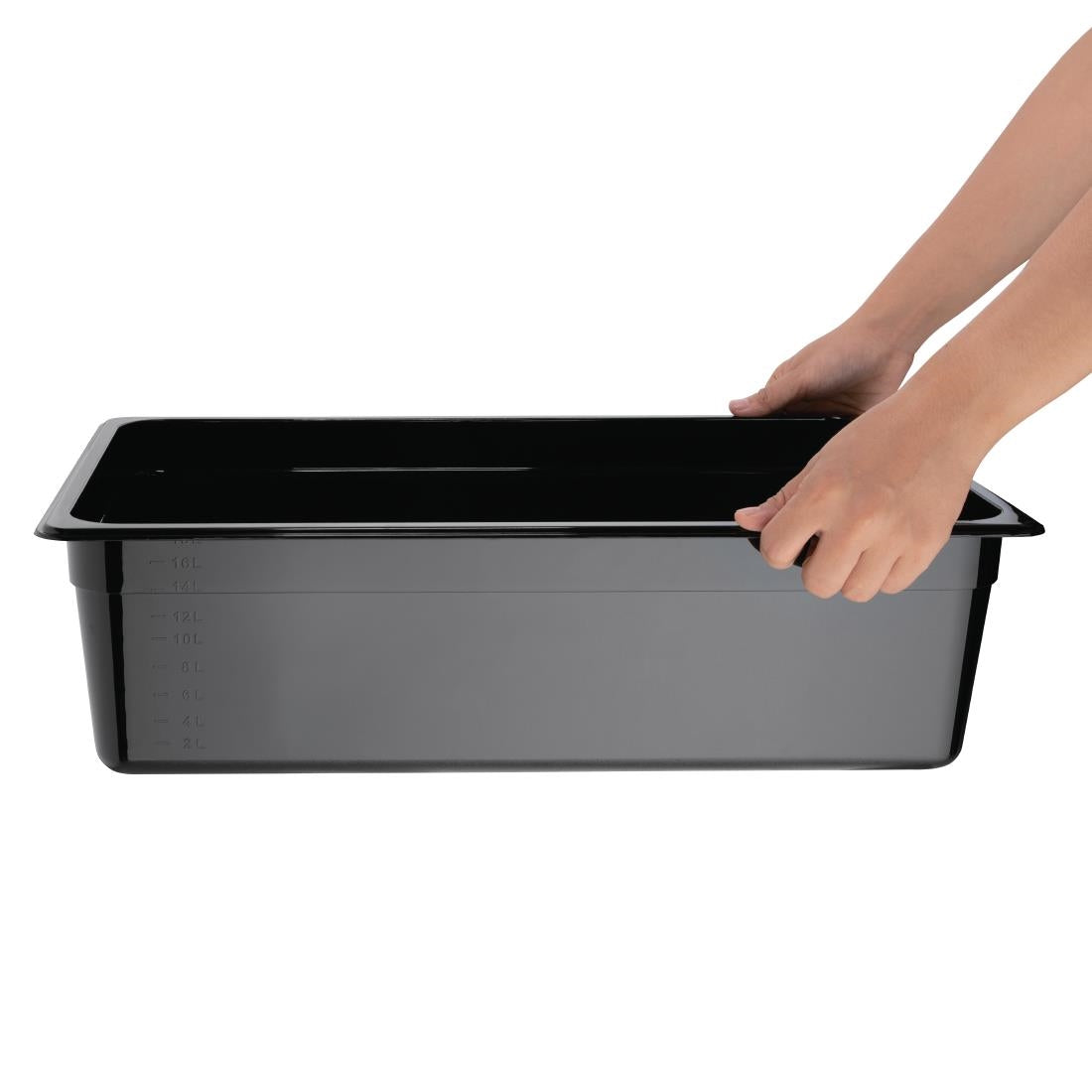 Vogue Black Polycarbonate 1/1 Gastronorm Tray 150mm U456