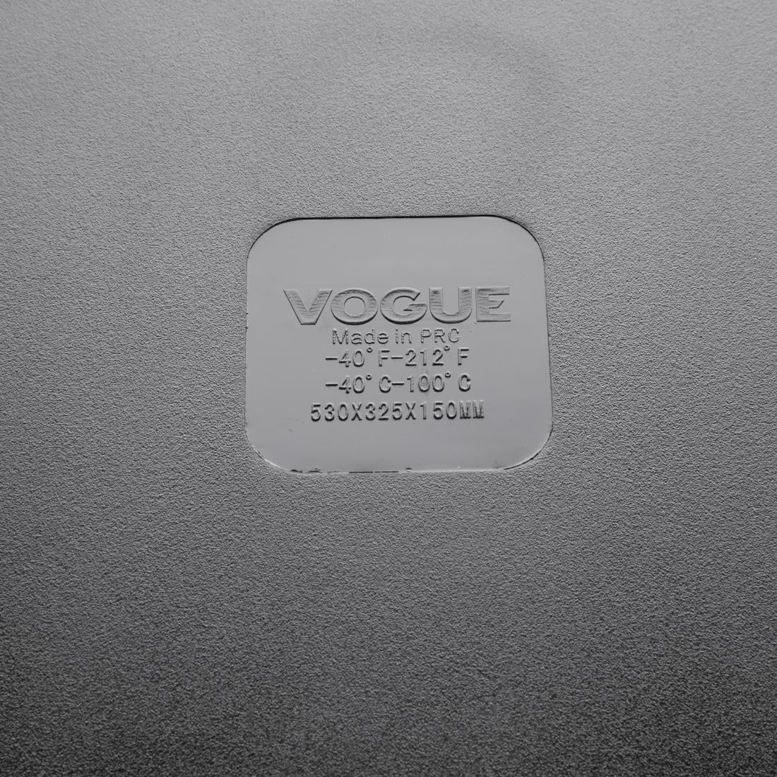 Vogue Black Polycarbonate 1/1 Gastronorm Tray 150mm U456