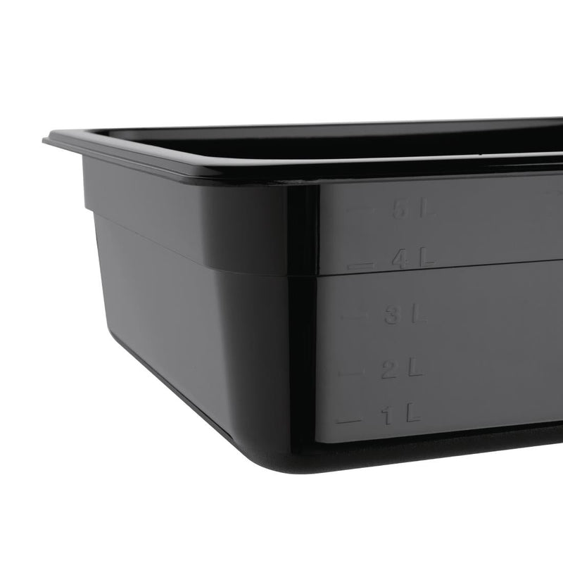 Vogue Black Polycarbonate 1/2 Gastronorm Tray 100mm U459