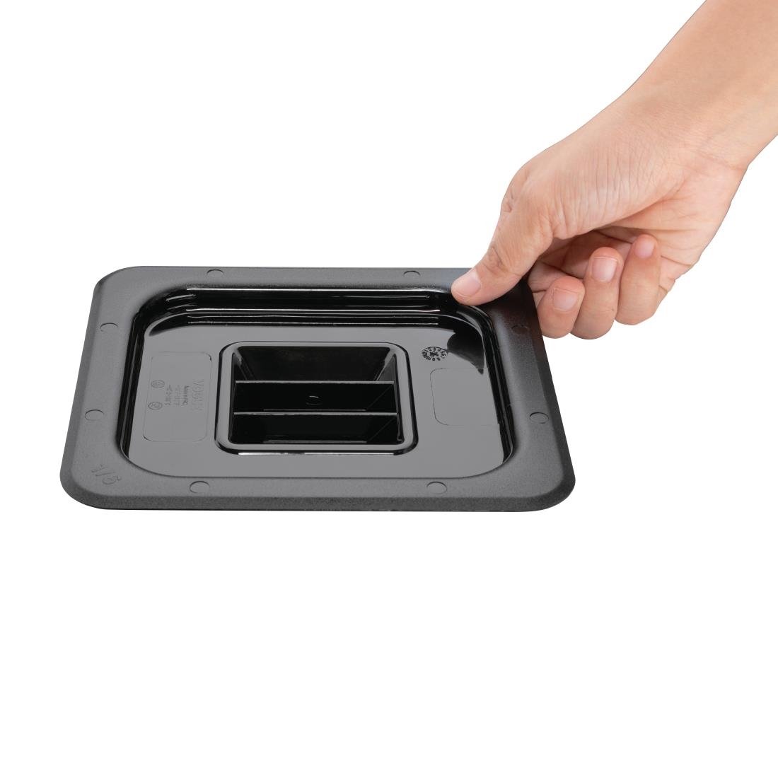 Vogue Black Polycarbonate 1/6 Gastronorm Container Lid U478