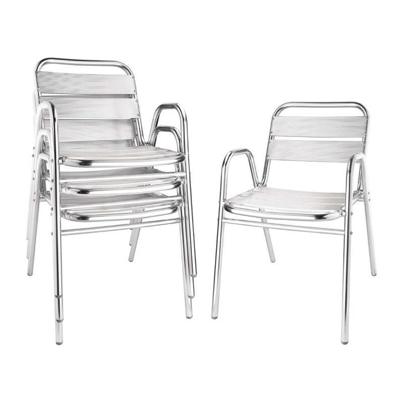 Bolero Aluminium Stacking Chairs Arched Arms (Pack of 4) U501