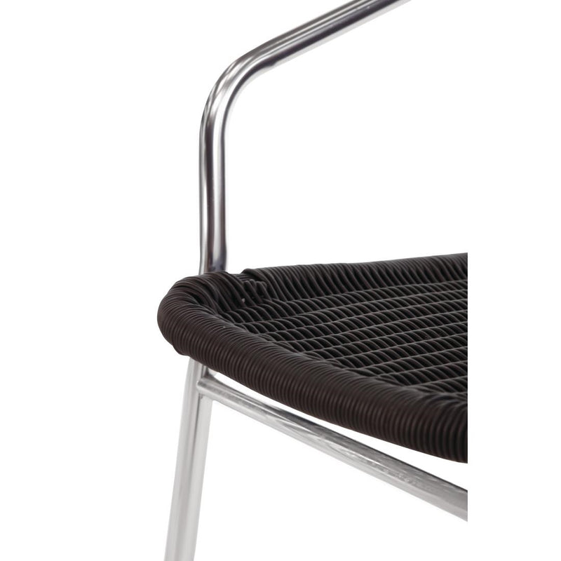 Bolero Black Wicker Chair with Aluminium Frame (Pack 4) U507