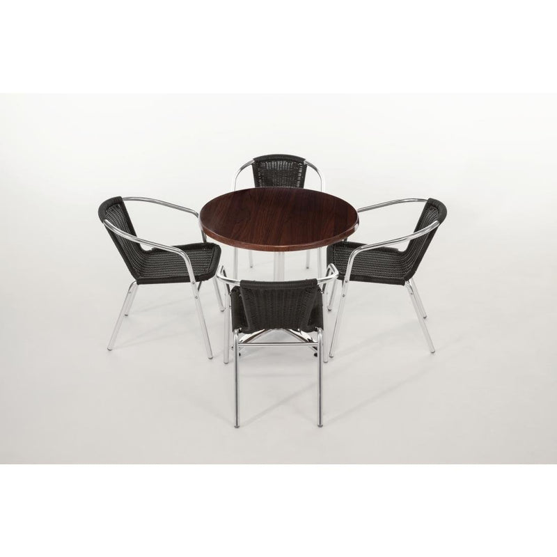 Bolero Black Wicker Chair with Aluminium Frame (Pack 4) U507