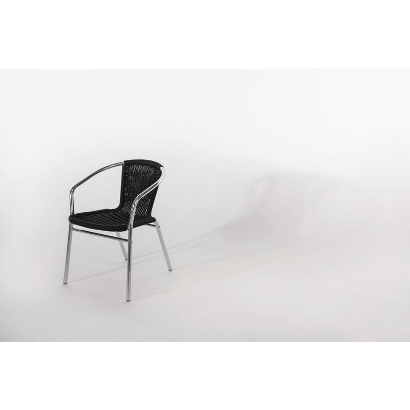 Bolero Black Wicker Chair with Aluminium Frame (Pack 4) U507