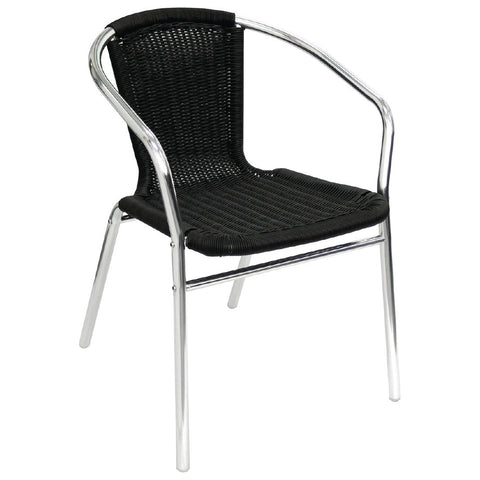 U507 Bolero Black Wicker Chair with Aluminium Frame (Pack 4) U507