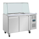 Polar U-Series GN Saladette Counter with Square Sneeze Guard 2 Door UA017-A