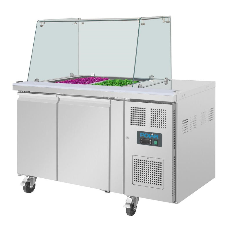 Polar U-Series GN Saladette Counter with Square Sneeze Guard 2 Door UA017-A