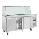 Polar U-Series GN Saladette Counter with Square Sneeze Guard 3 Door UA018-A