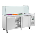 Polar U-Series GN Saladette Counter with Square Sneeze Guard 3 Door UA018-A