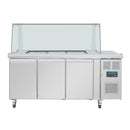 Polar U-Series GN Saladette Counter with Square Sneeze Guard 3 Door UA018-A