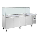 Polar U-Series GN Saladette Counter with Square Sneeze Guard 4 Door UA019-A