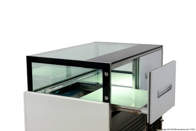 White marble chocolate display with storage 1200x800x1100mm - DS1200V
