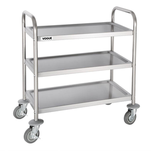 F993 Vogue Stainless Steel 3 Tier Clearing Trolley Small F993
