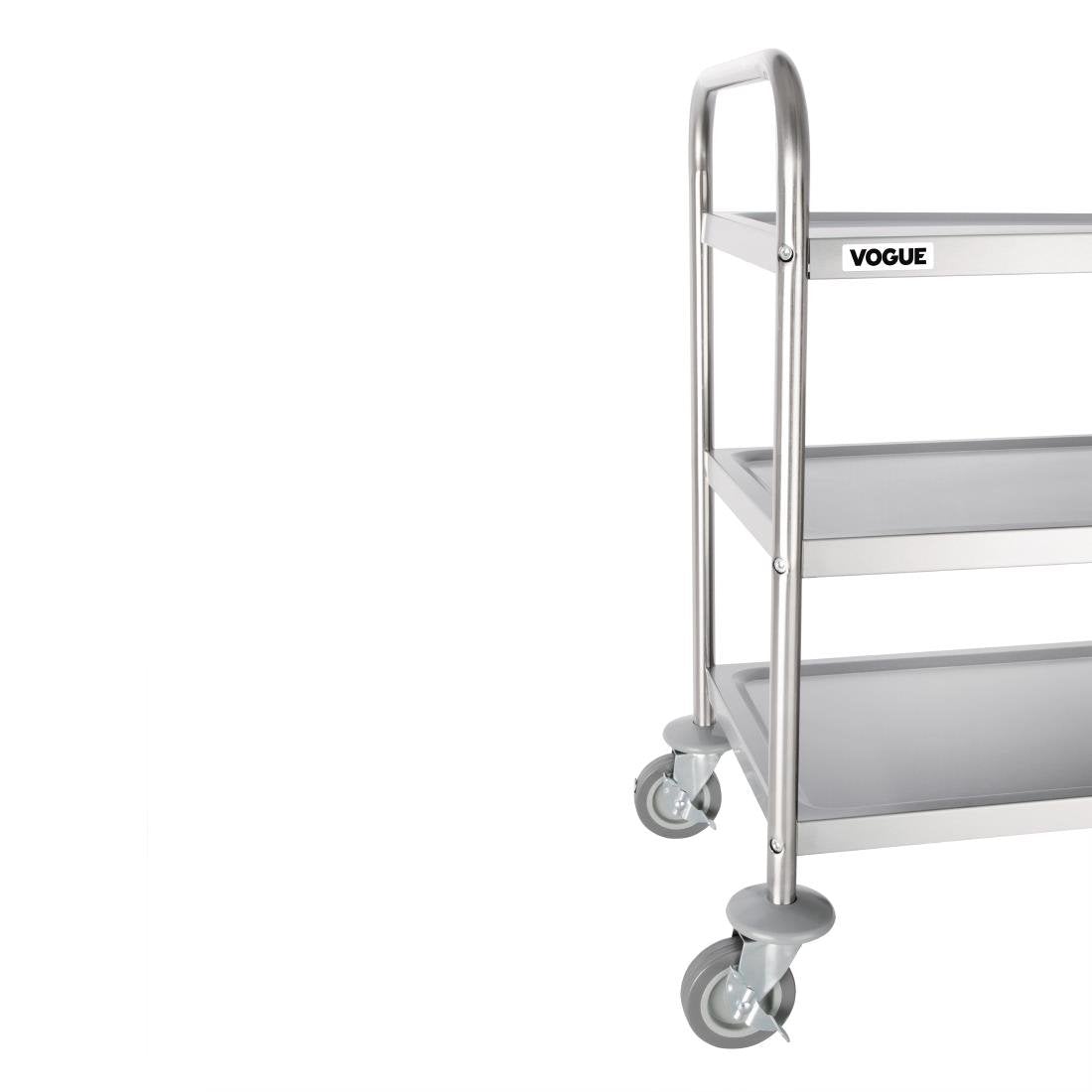 Vogue Stainless Steel 3 Tier Clearing Trolley Medium F994