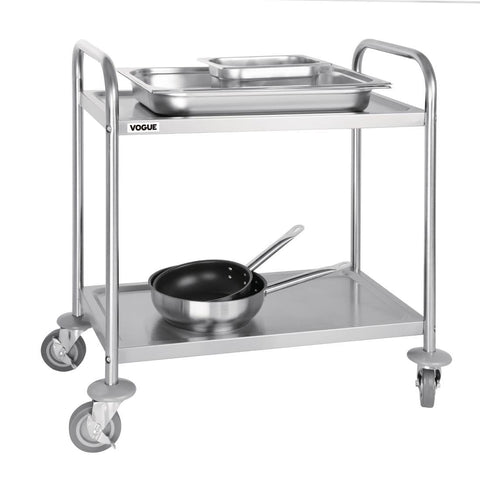 F996 Vogue Stainless Steel 2 Tier Clearing Trolley Small F996