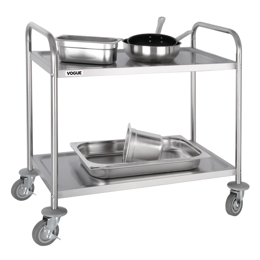 Vogue Stainless Steel 2 Tier Clearing Trolley Medium F997