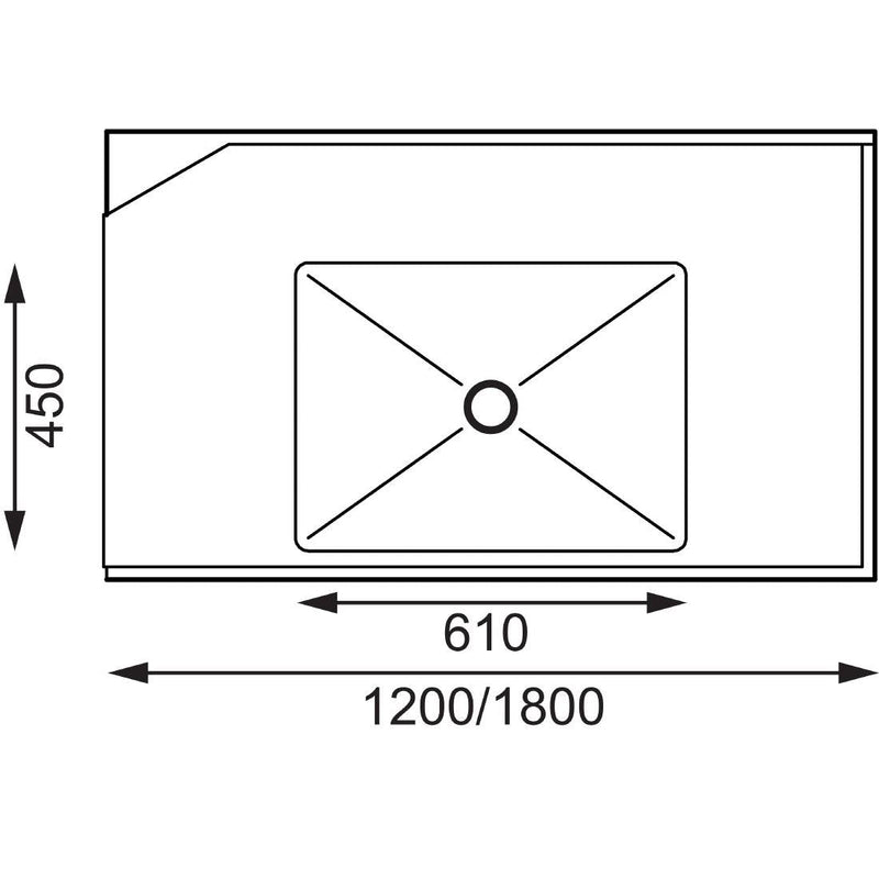 Vogue Dishwasher Inlet Table with Sink 90mm outlet - 1200x700x960mm R/H