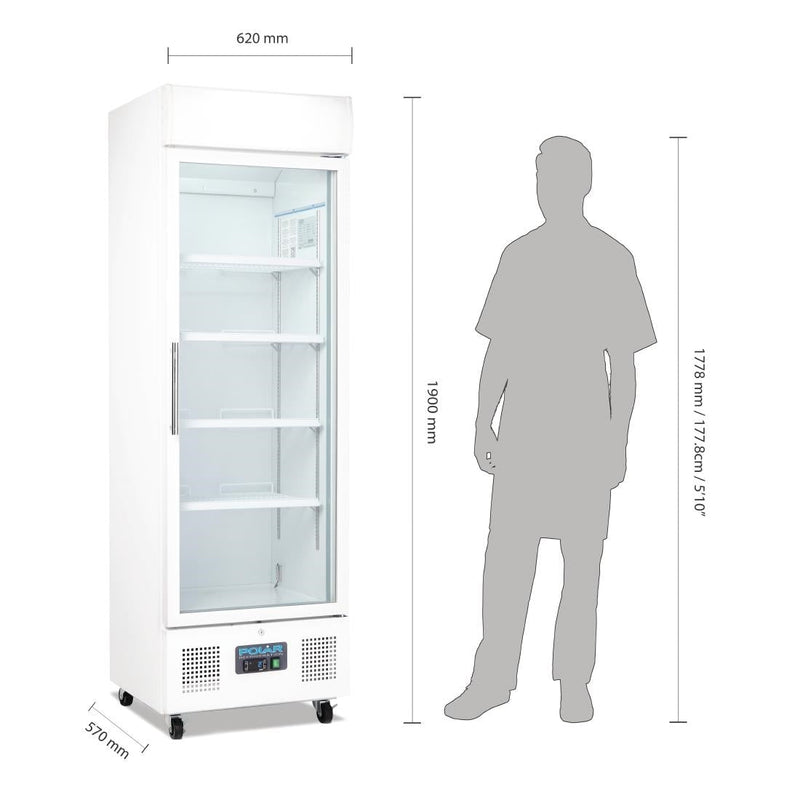 Polar G-Series Upright Display Fridge White 350Ltr