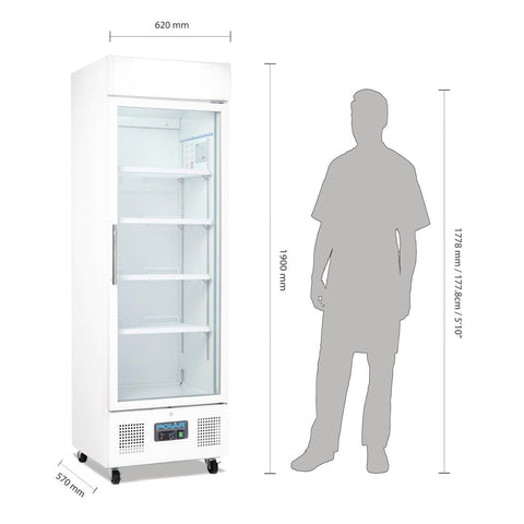 DM076-A Polar G-Series Upright Display Fridge White 350Ltr DM076-A