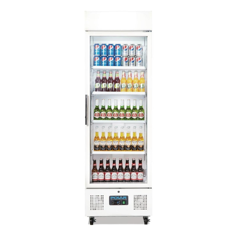 Polar G-Series Upright Display Fridge White 350Ltr