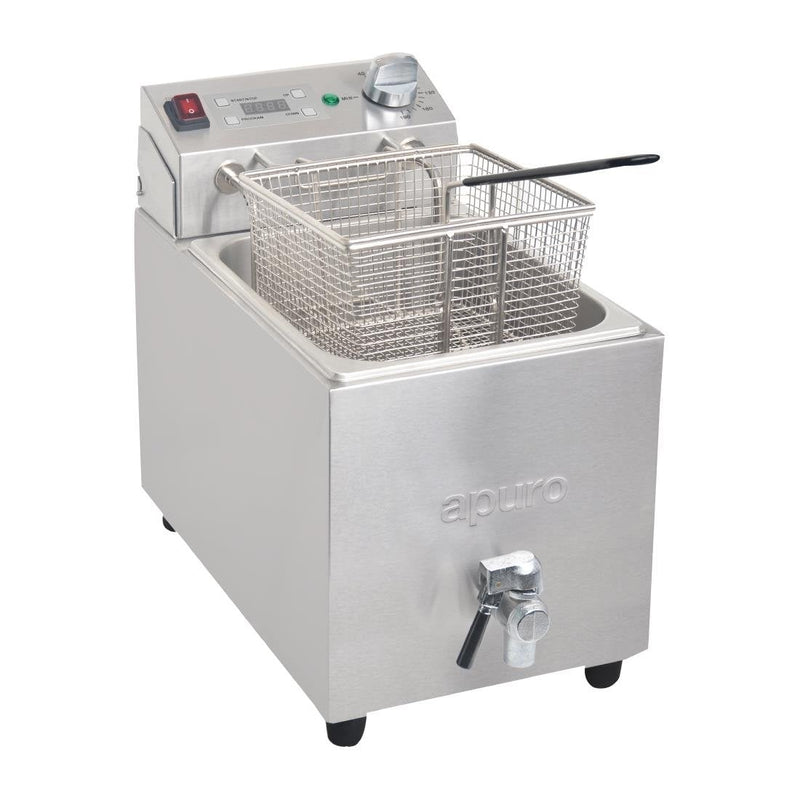 Apuro Single Tank Single Basket 8Ltr Countertop Fryer with Timer 2.9kW