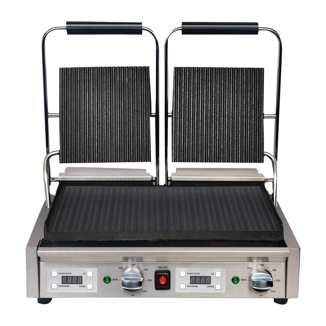 Apuro Double Contact Grill Ribbed Top Plates with Timer FC385-A