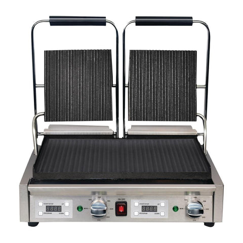 FC385-A Apuro Double Contact Grill Ribbed Top Plates with Timer FC385-A