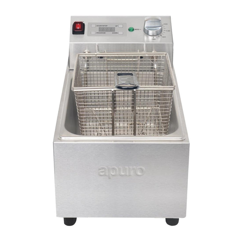 Apuro Single Tank Single Basket 5Ltr Countertop Fryer with Timer 2.2kW