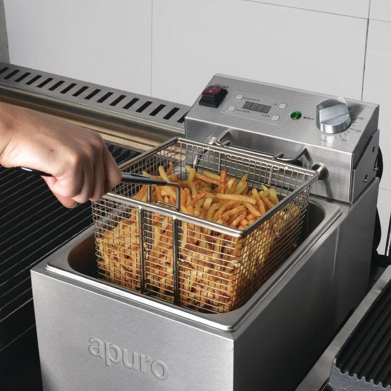 Apuro Single Tank Single Basket 5Ltr Countertop Fryer with Timer 2.2kW