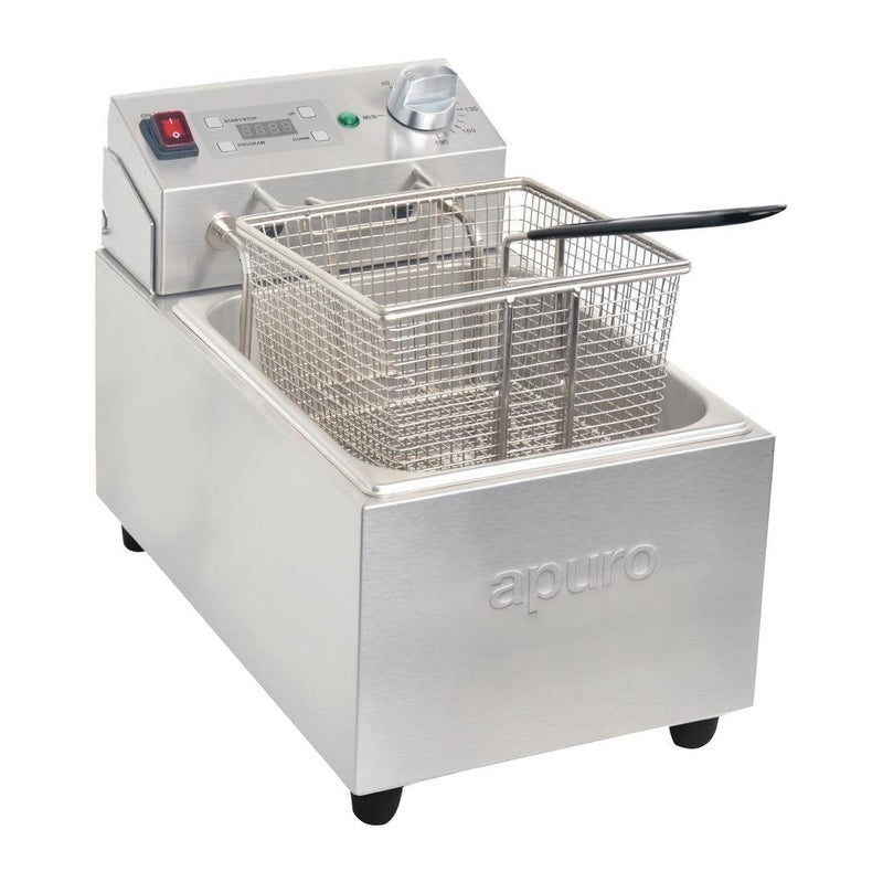 Apuro Single Tank Single Basket 5Ltr Countertop Fryer with Timer 2.2kW