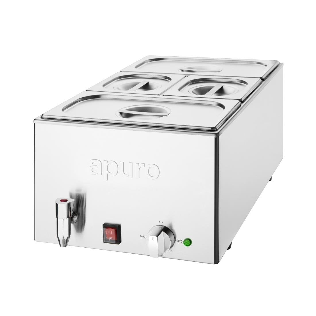 Apuro Bain-Marie with Tap & Pans 2x GN 1/3 2x GN 1/6 FT692-A