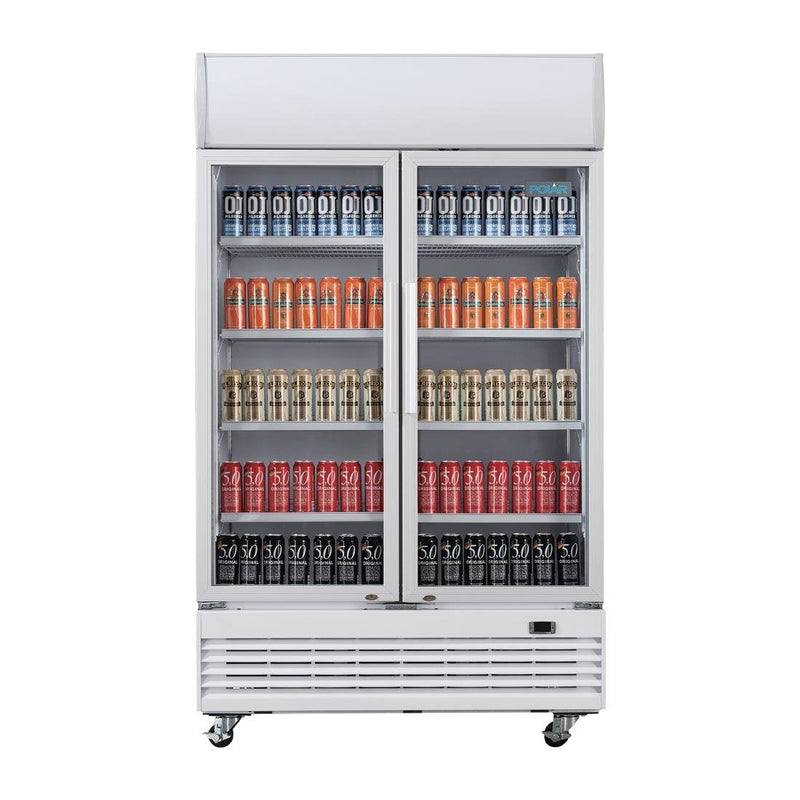 Polar G-Series Hinged Door Upright Display Cooler with Light Box 950Ltr