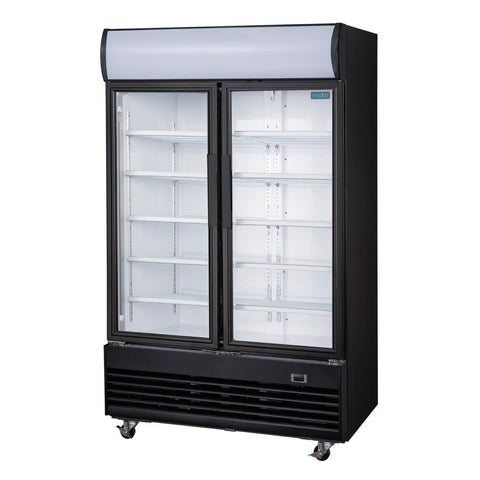 GM813-A Polar G-Series Upright Hinged Door Display Cooler with Light Box 950Ltr Black GM813-A